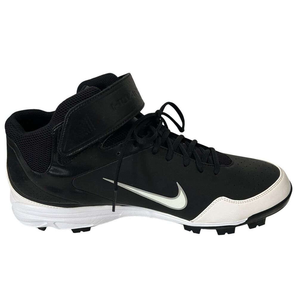 Nike BSBL Huarache Men's Size‎ 16 Mid Baseball Black White Cleats 472289-011